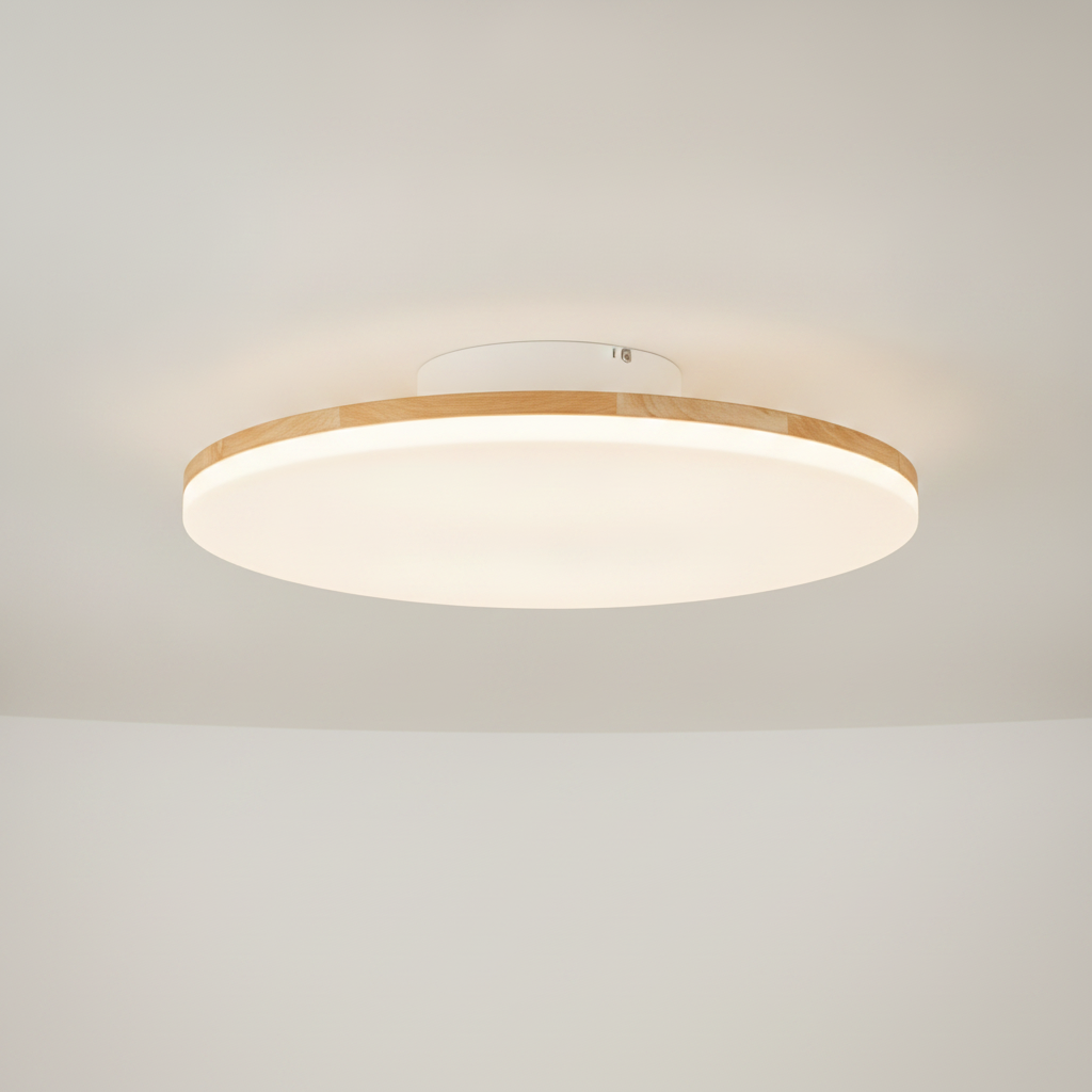 Plafonnier LED Rond en Bois