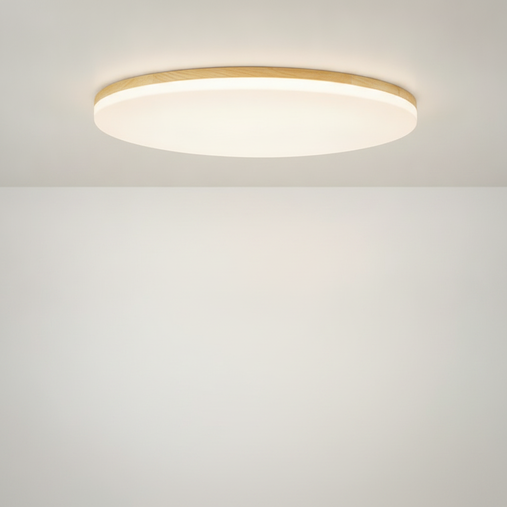 Plafonnier LED Rond en Bois