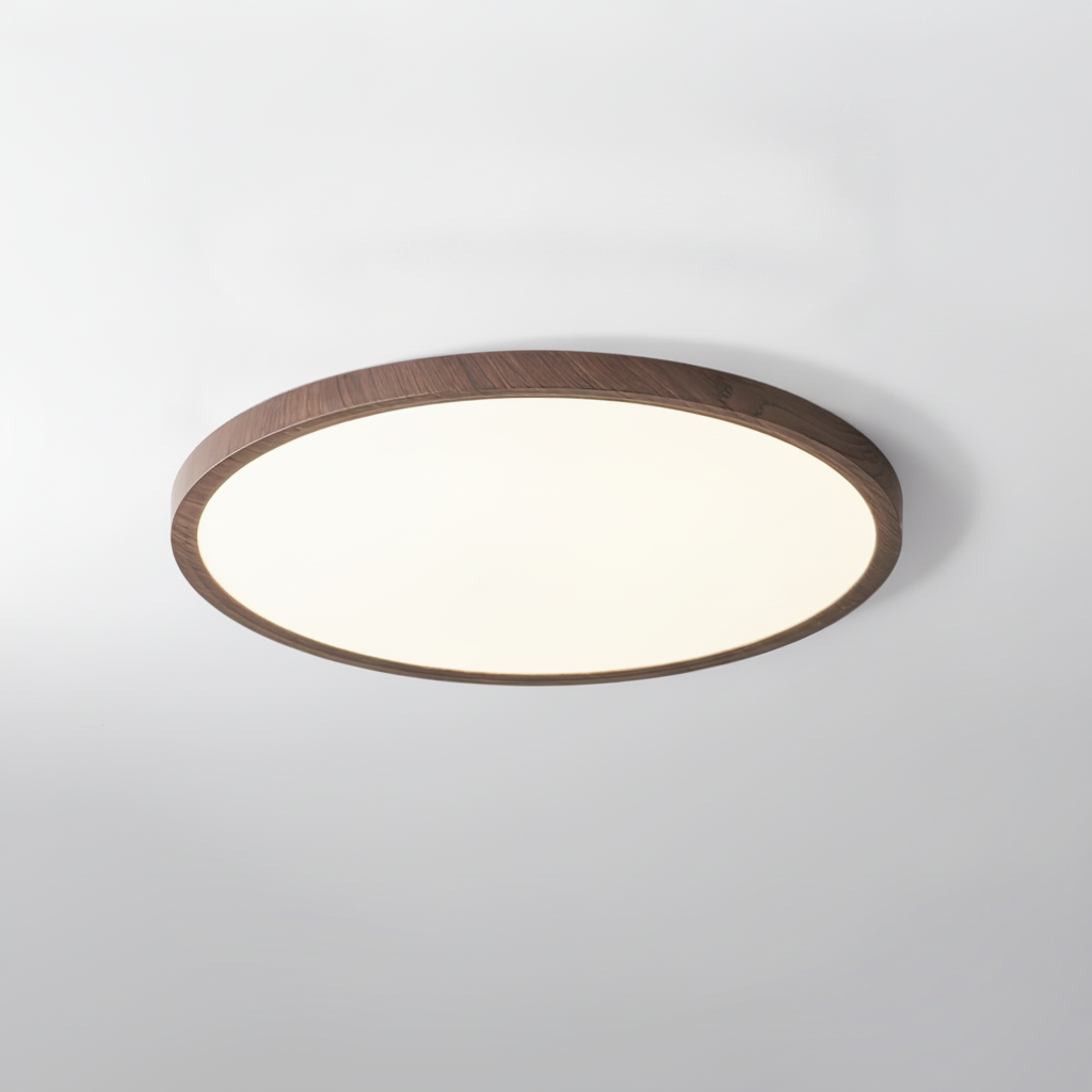 Plafonnier Rond Ultra-Fin Finition Bois